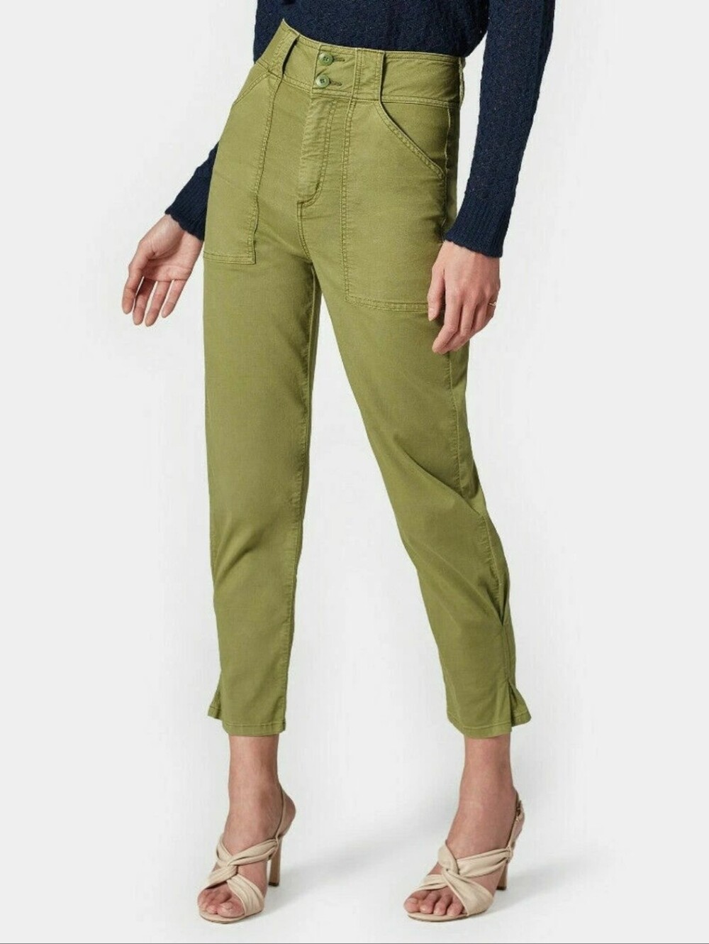 Joie Mirenda High Rise Straight Crop Leg Cargo Pant Green Chive. Size 00.